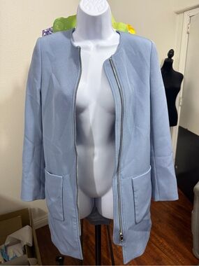 H&M Light Blue Zip-Front Blazer Jacket